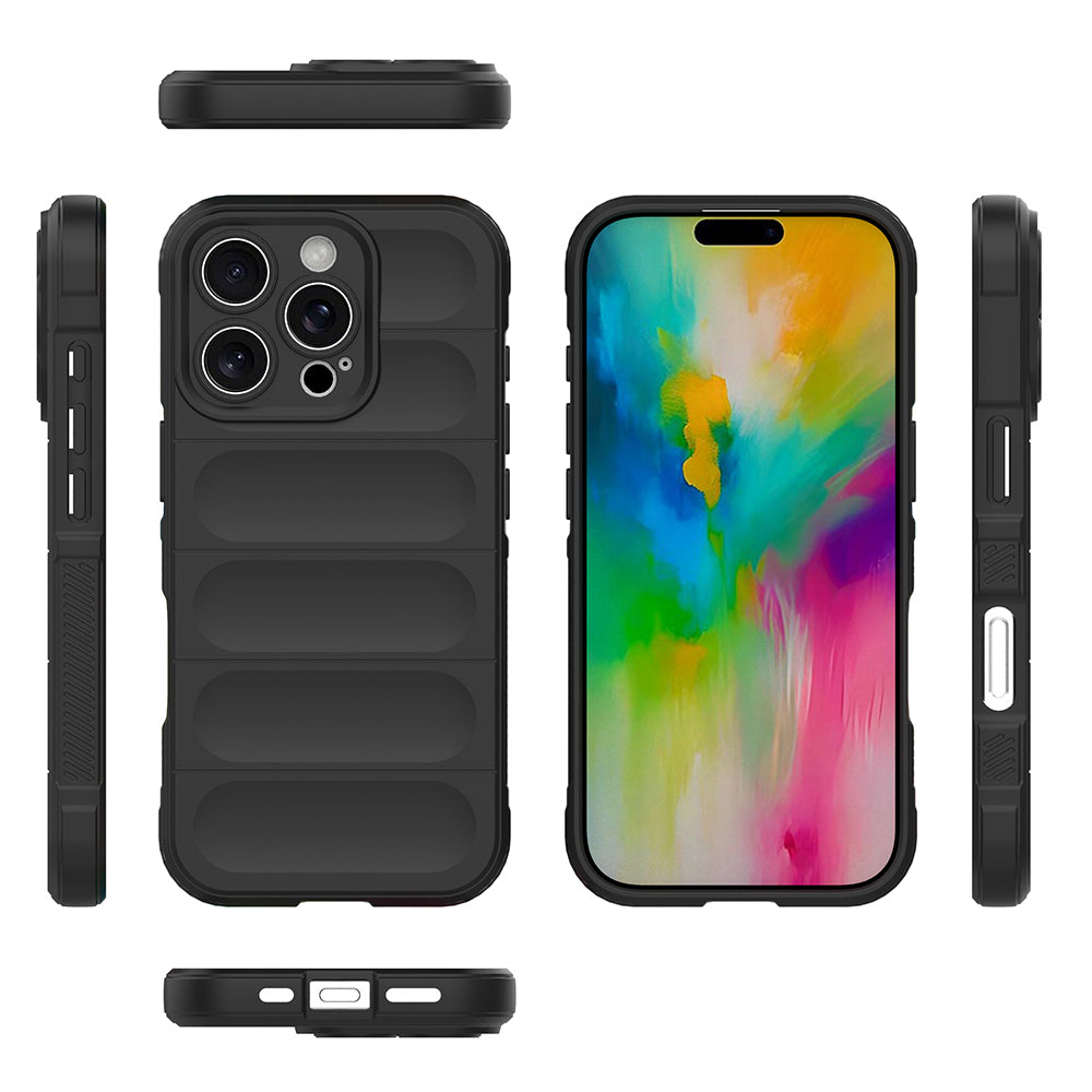 Apple iPhone 16 Pro Max Kılıf Esnek TPU Oyuklu Arka Yüzey Tasarımlı Zore Etnik Silikon Kapak Siyah