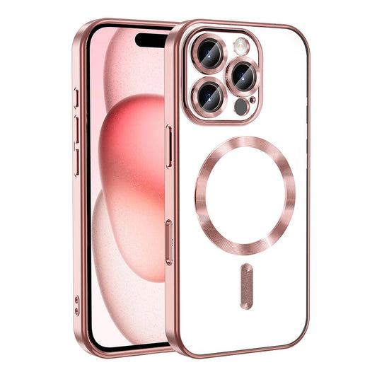 Apple iPhone 16 Pro Max Kılıf Kamera Korumalı M-safe Wireless Şarj Özellikli Zore Demre Kapak Rose Gold