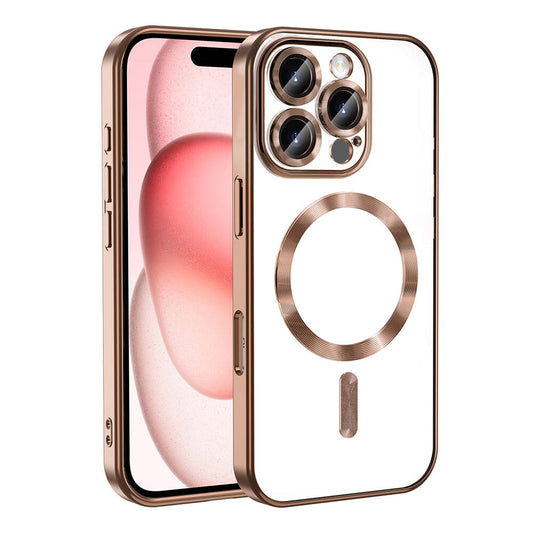 Apple iPhone 16 Pro Max Kılıf Kamera Korumalı M-safe Wireless Şarj Özellikli Zore Demre Kapak Desert Titanyum