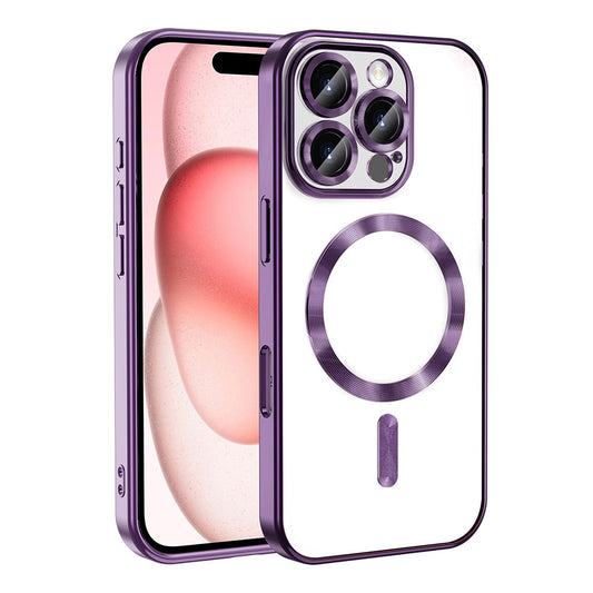 Apple iPhone 16 Pro Max Kılıf Kamera Korumalı M-safe Wireless Şarj Özellikli Zore Demre Kapak Derin Mor