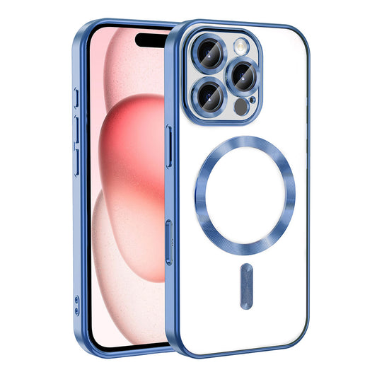 Apple iPhone 16 Pro Max Kılıf Kamera Korumalı M-safe Wireless Şarj Özellikli Zore Demre Kapak Sierra Mavi