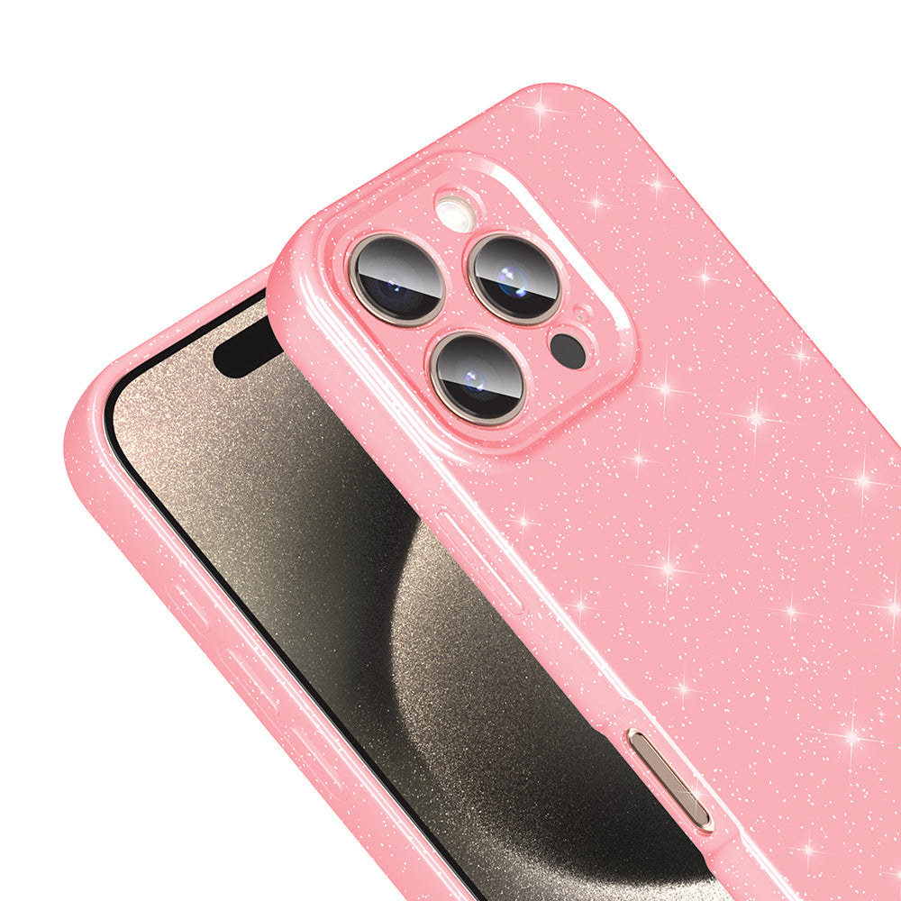 Apple iPhone 16 Pro Max Kılıf Kamera Korumalı Simli Lüks Zore Koton Kapak Açık Pembe