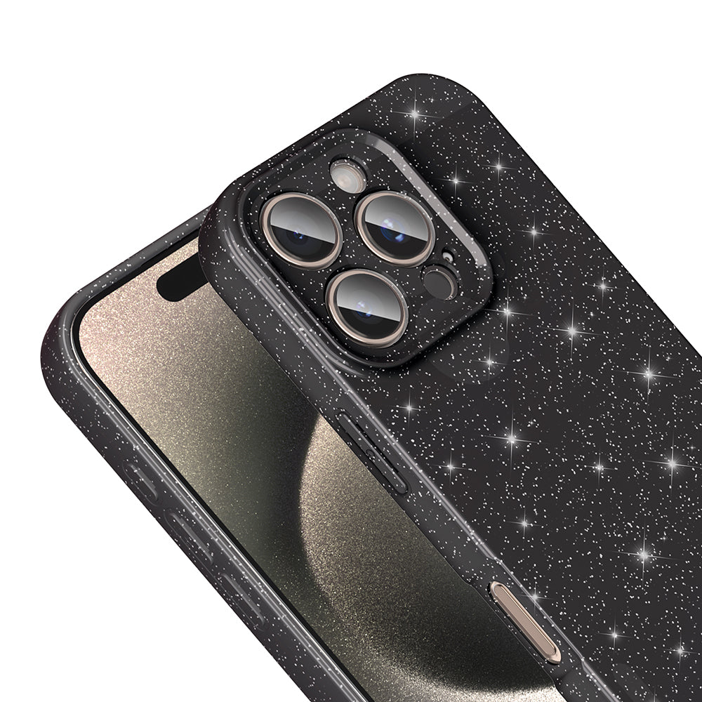 Apple iPhone 16 Pro Max Kılıf Kamera Korumalı Simli Lüks Zore Koton Kapak Siyah