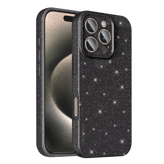 Apple iPhone 16 Pro Max Kılıf Kamera Korumalı Simli Lüks Zore Koton Kapak Siyah