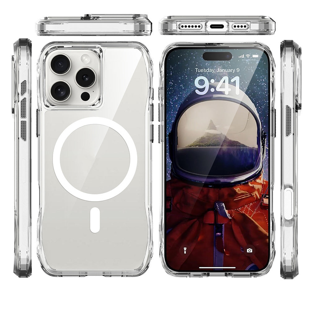 Apple iPhone 16 Pro Max Kılıf M-safe Şarj Özellikli Airbagli Şeffaf Zore İncek Kapak Şeffaf