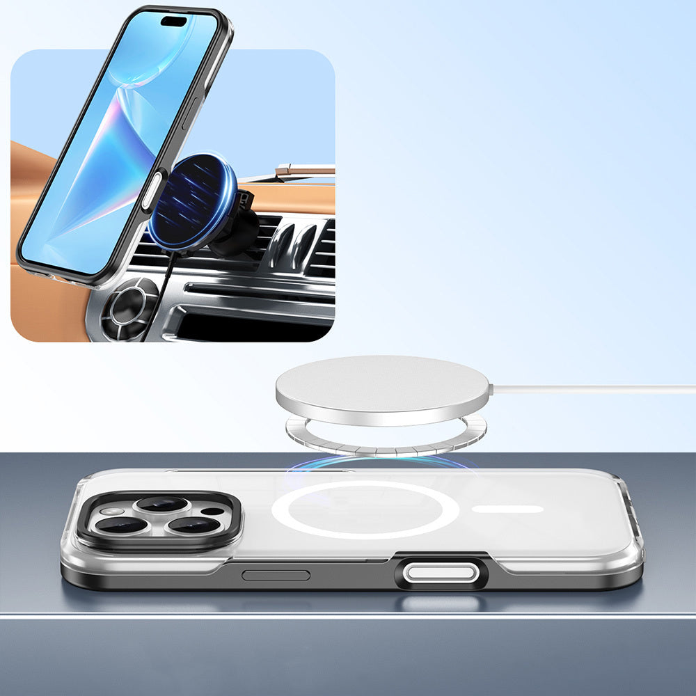 Apple iPhone 16 Pro Max Kılıf M-safe Şarj Özellikli Çıkarılabilir Arka Yüzeyli Zore Polar Kapak Siyah