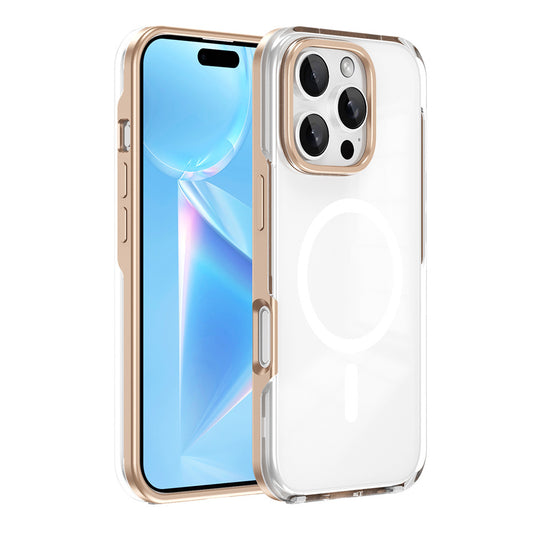 Apple iPhone 16 Pro Max Kılıf M-safe Şarj Özellikli Çıkarılabilir Arka Yüzeyli Zore Polar Kapak Gold