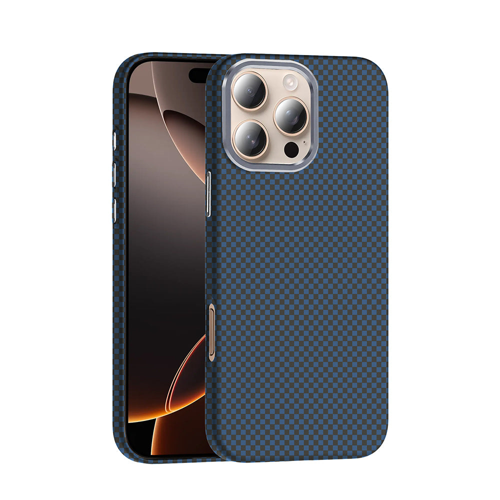 Apple iPhone 16 Pro Max Kılıf M-safe Şarj Özellikli Karbon Fiber Görünümlü Zore Gros Kapak Lacivert