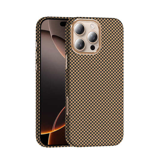 Apple iPhone 16 Pro Max Kılıf M-safe Şarj Özellikli Karbon Fiber Görünümlü Zore Gros Kapak Desert Titanyum