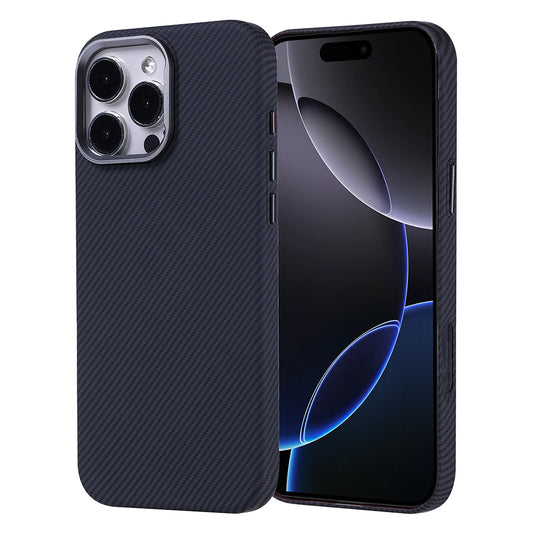 Apple iPhone 16 Pro Max Kılıf M-safe Şarj Özellikli Karbon Fiber Görünümlü Zore Nekst Kapak Siyah