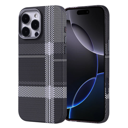 Apple iPhone 16 Pro Max Kılıf M-safe Şarj Özellikli Karbon Fiber Görünümlü Zore Nekst Kapak Gri-Siyah