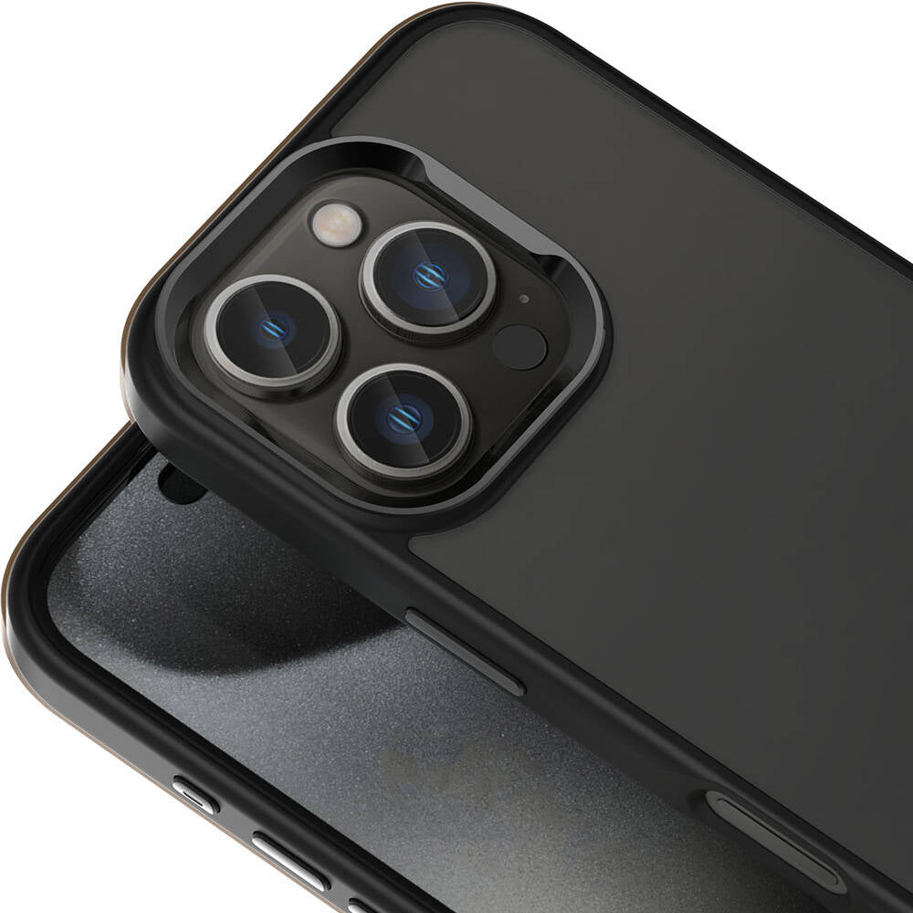 Apple iPhone 16 Pro Max Kılıf M-safe Şarj Özellikli Parlak Kamera Çerçeveli Zore Kost Kapak Siyah