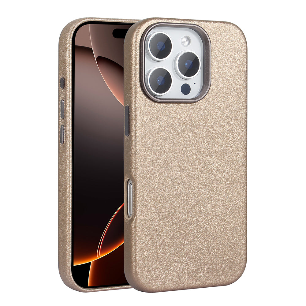 Apple iPhone 16 Pro Max Kılıf M-safe Şarj Özellikli PU Deri Zore Adora Kapak Desert Titanyum