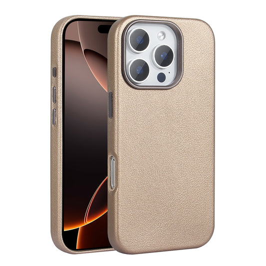 Apple iPhone 16 Pro Max Kılıf M-safe Şarj Özellikli PU Deri Zore Adora Kapak Desert Titanyum