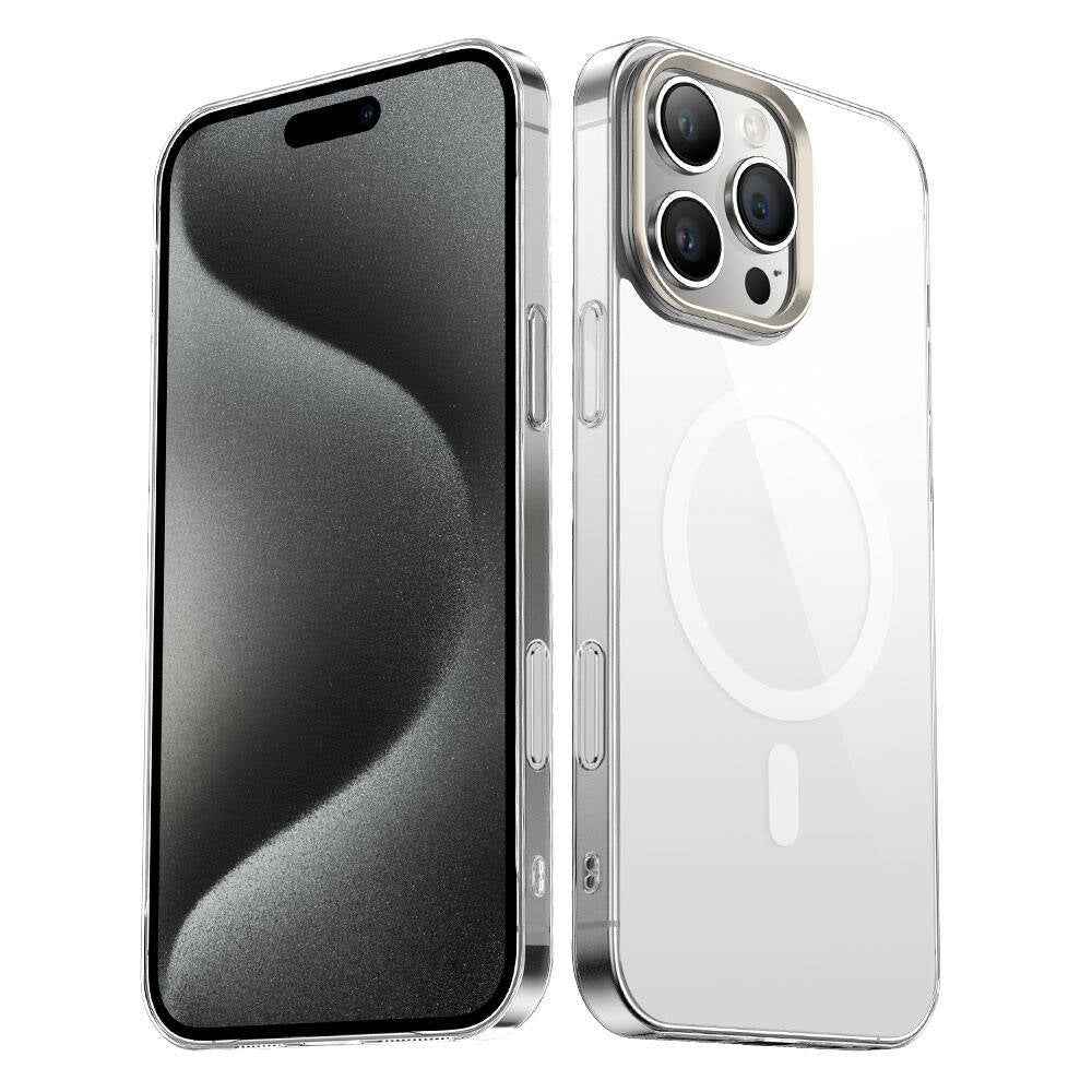 Apple iPhone 16 Pro Max Kılıf M-safe Şarj Özellikli Şeffaf Cam Arka Yüzey Zore G-Glass Kapak Şeffaf