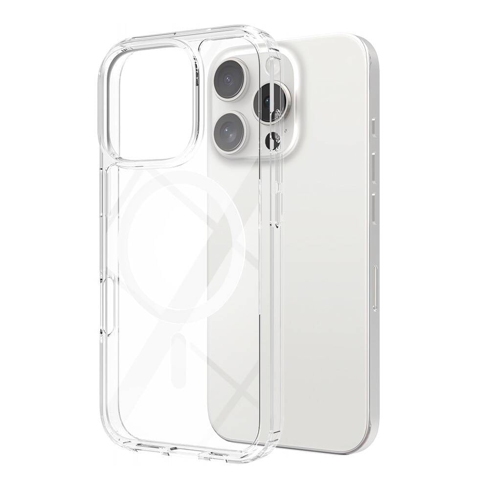 Apple iPhone 16 Pro Max Kılıf M-safe Şarj Özellikli Şeffaf Sert PC Zore Embos Kapak Şeffaf