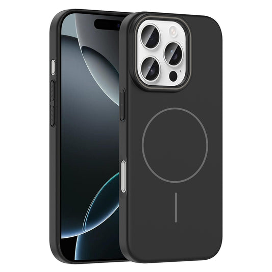 Apple iPhone 16 Pro Max Kılıf M-safe Şarj Özellikli Zore Ruby Sert Kapak Siyah