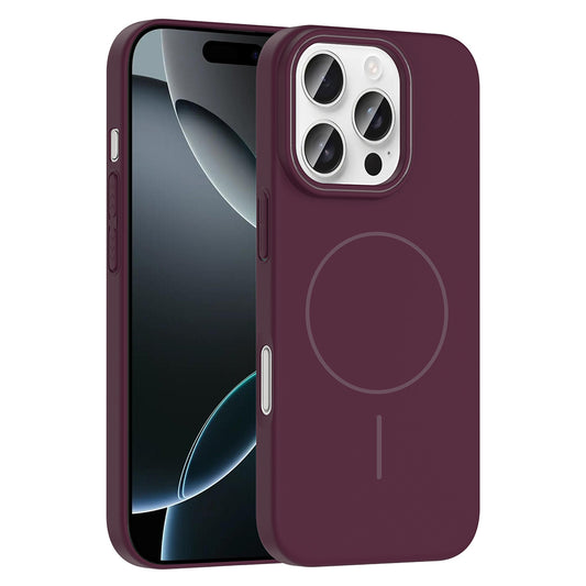 Apple iPhone 16 Pro Max Kılıf M-safe Şarj Özellikli Zore Ruby Sert Kapak Mürdüm