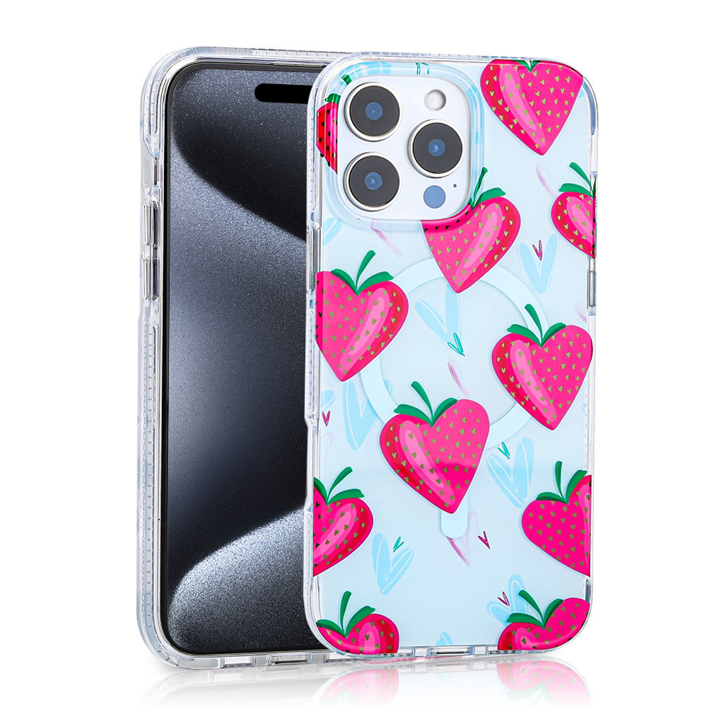 Apple iPhone 16 Pro Max Kılıf M-safe Şarj Özellikli Zore Stilo Kapak Pembe-Mavi