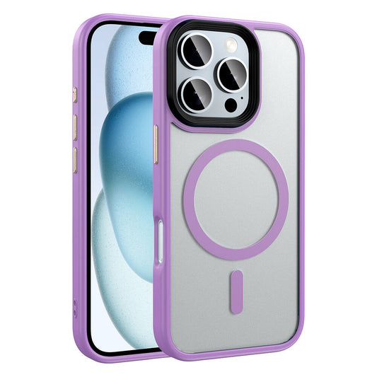 Apple iPhone 16 Pro Max Kılıf Mat Arka Yüzey Wireless Şarj Özellikli Zore Flet M-safe Kapak Pembe
