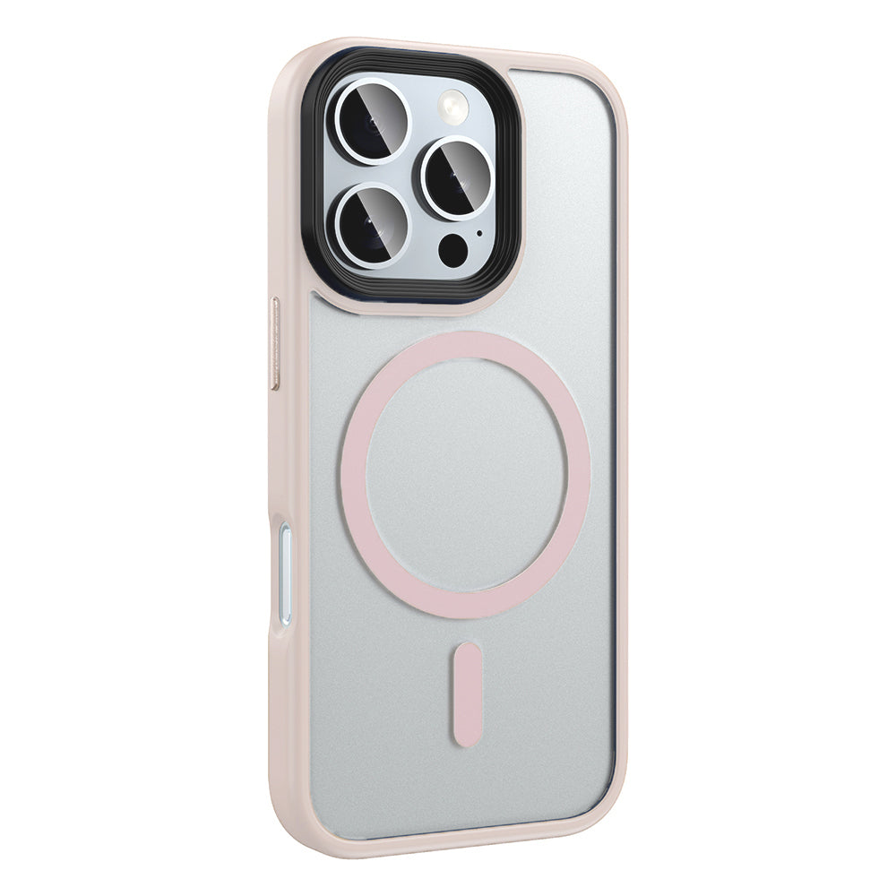 Apple iPhone 16 Pro Max Kılıf Mat Arka Yüzey Wireless Şarj Özellikli Zore Flet M-safe Kapak Rose Brown