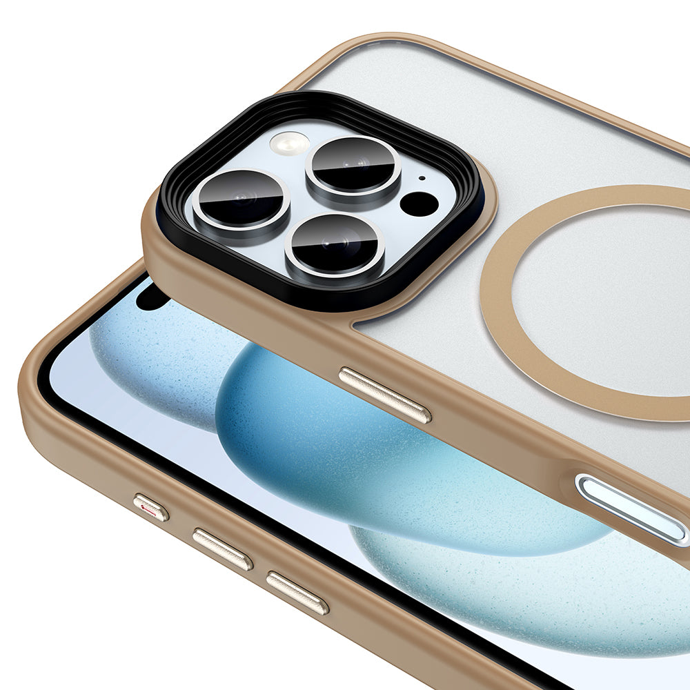 Apple iPhone 16 Pro Max Kılıf Mat Arka Yüzey Wireless Şarj Özellikli Zore Flet M-safe Kapak Rose Brown