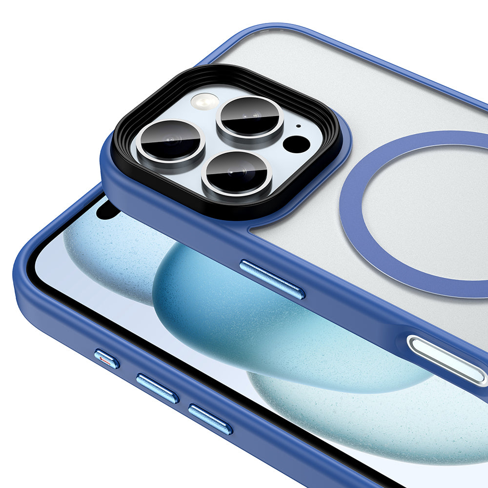 Apple iPhone 16 Pro Max Kılıf Mat Arka Yüzey Wireless Şarj Özellikli Zore Flet M-safe Kapak Titanyum-Gri