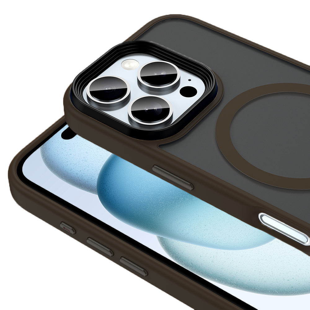 Apple iPhone 16 Pro Max Kılıf Mat Arka Yüzey Wireless Şarj Özellikli Zore Flet M-safe Kapak Rose Brown