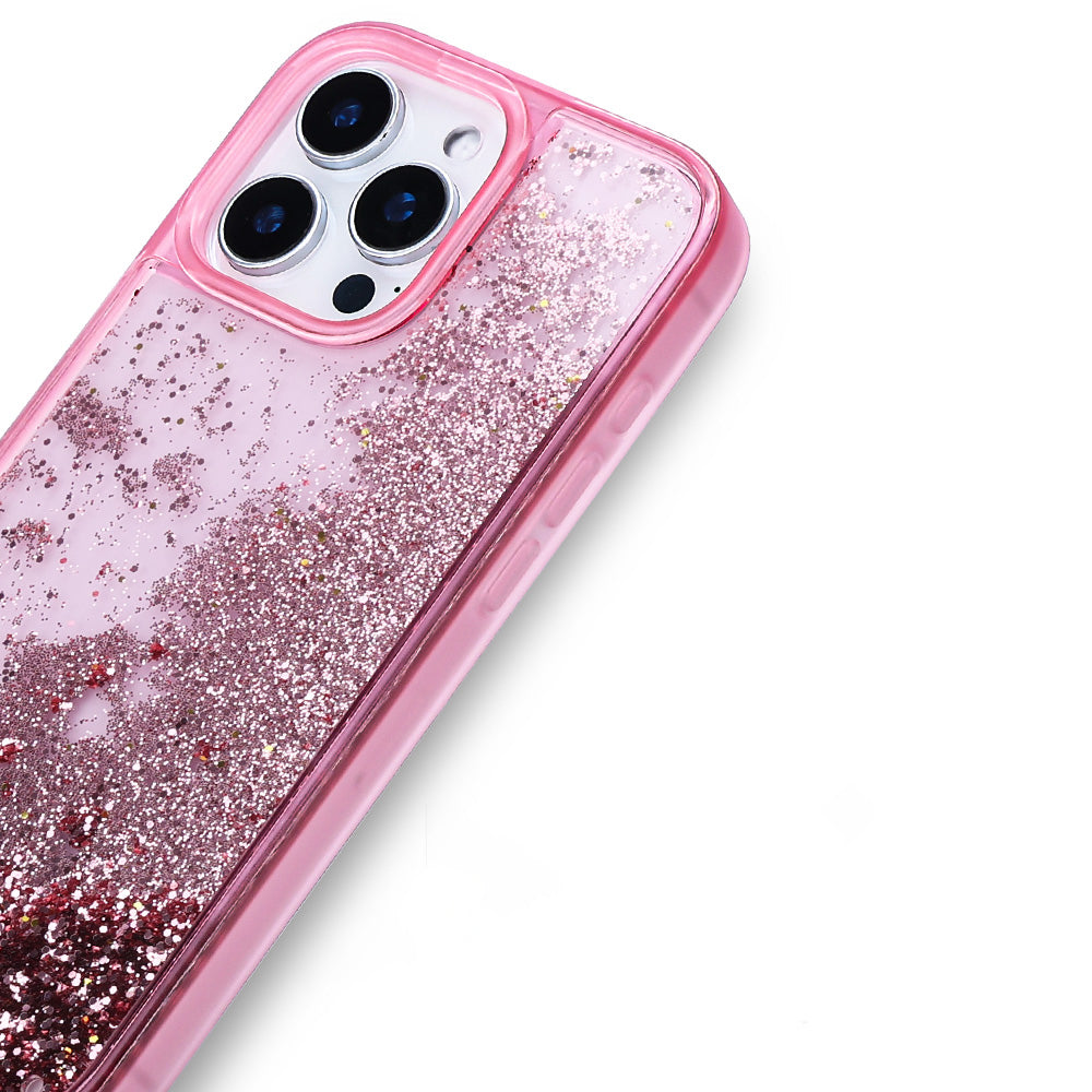 Apple iPhone 16 Pro Max Kılıf Sıvılı Simli Şeffaf Arka Yüzey Zore Keto Silikon Kapak Gümüş