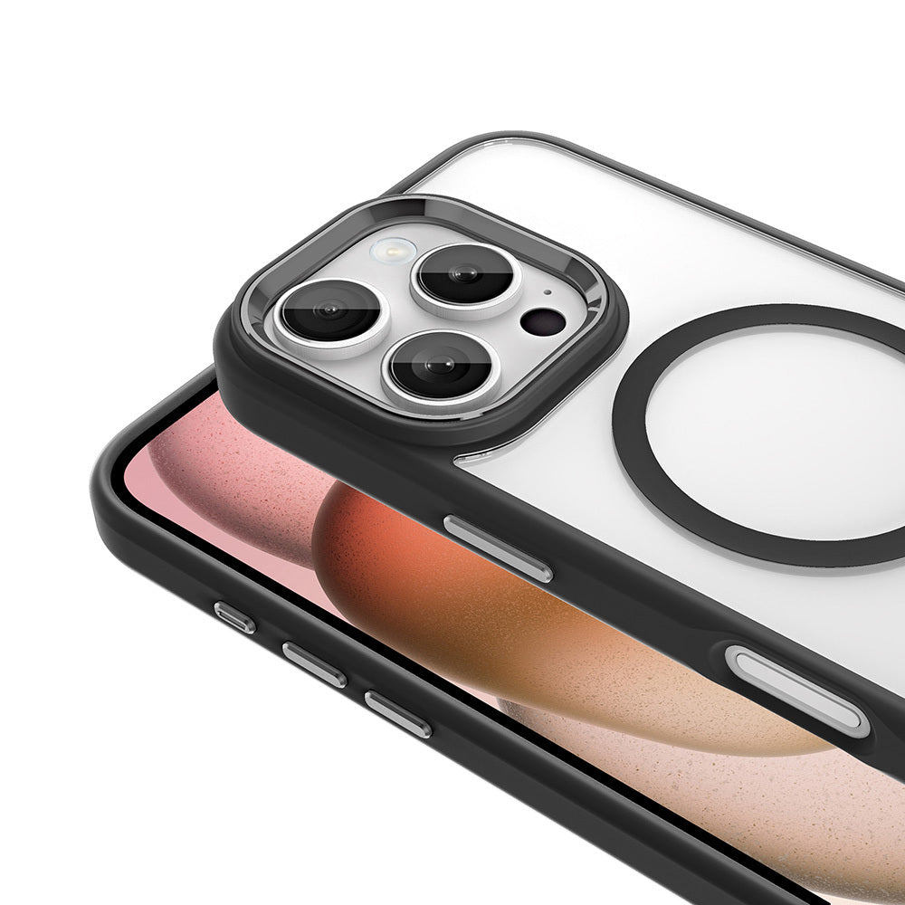 Apple iPhone 16 Pro Max Kılıf Wireless Şarj Özellikli Zore Krom M-safe Silikon Kapak Rose Brown