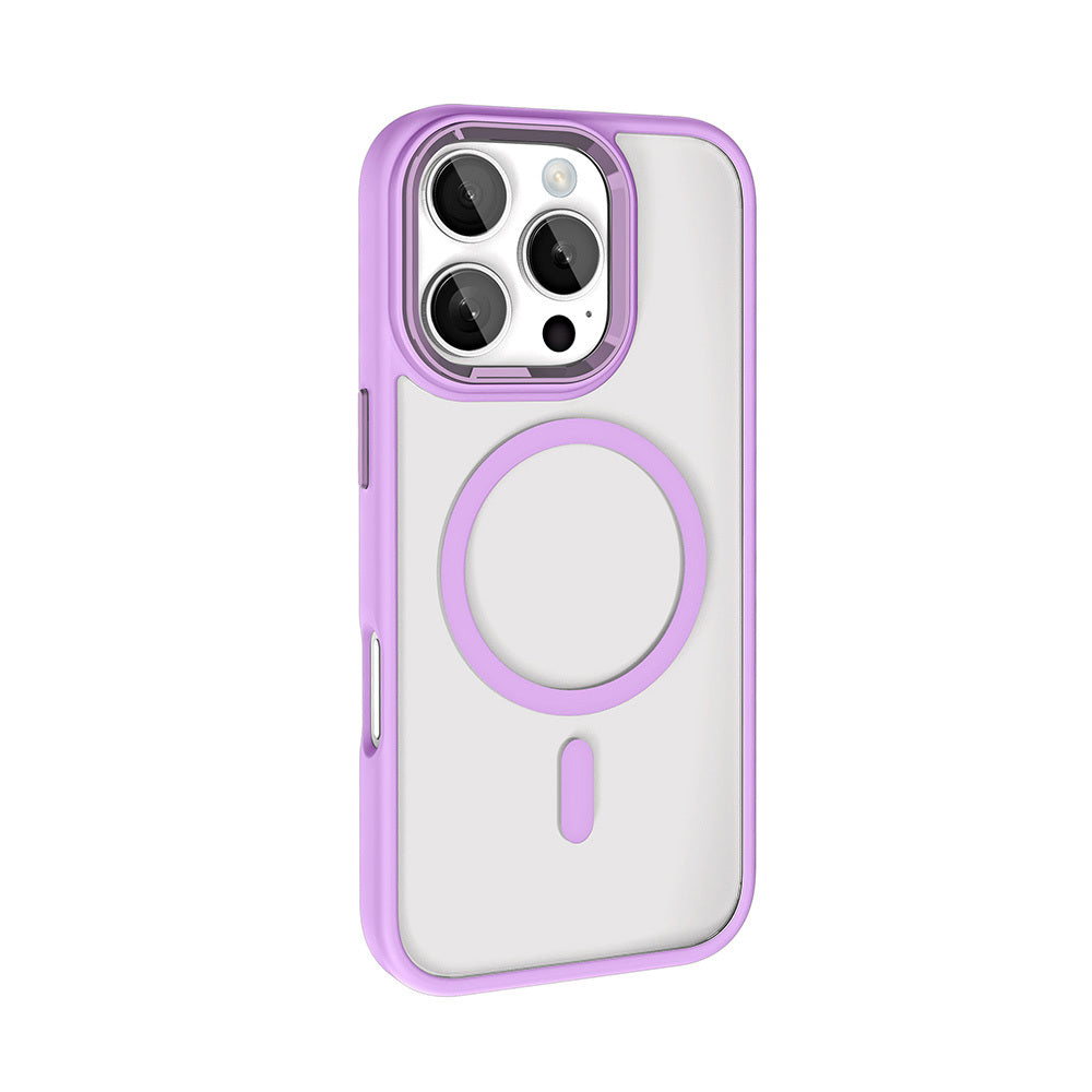 Apple iPhone 16 Pro Max Kılıf Wireless Şarj Özellikli Zore Krom M-safe Silikon Kapak Rose Gold