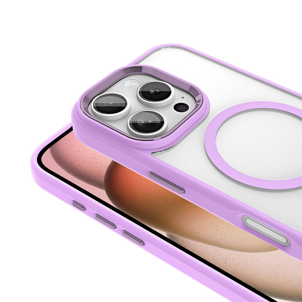 Apple iPhone 16 Pro Max Kılıf Wireless Şarj Özellikli Zore Krom M-safe Silikon Kapak Gümüş