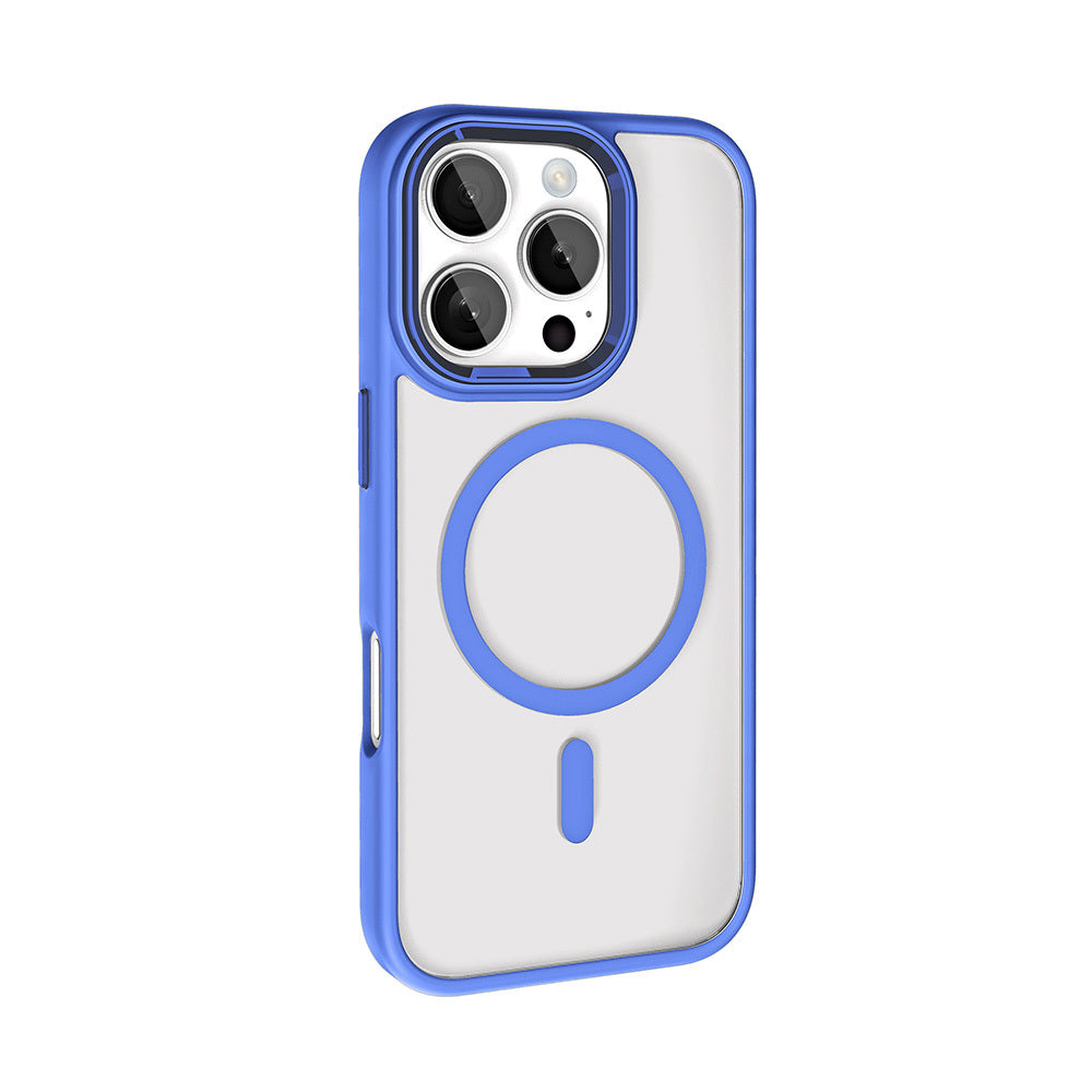 Apple iPhone 16 Pro Max Kılıf Wireless Şarj Özellikli Zore Krom M-safe Silikon Kapak Pembe