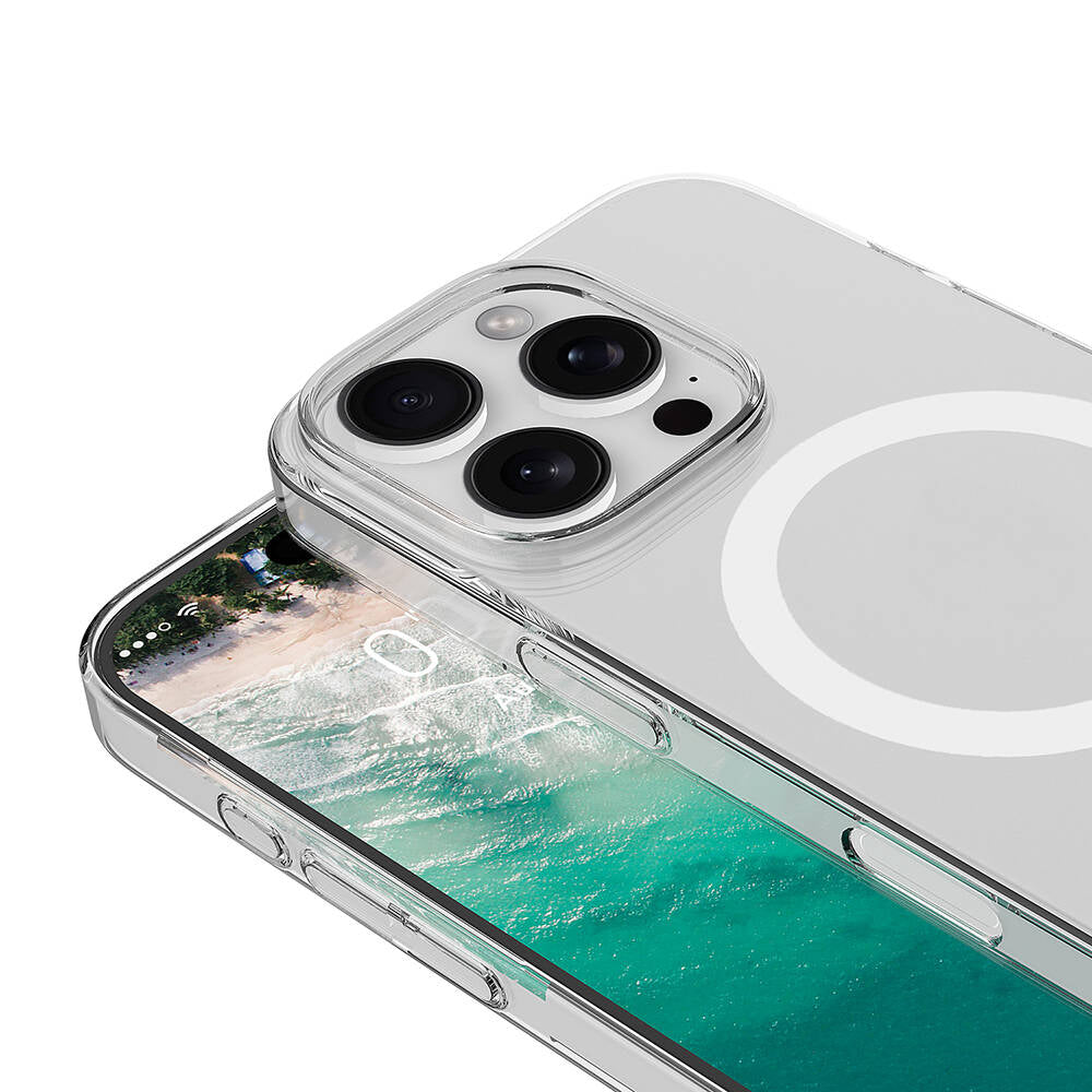 Apple iPhone 16 Pro Max Kılıf Zore M-safe Şarj Özellikli Şeffaf Tek Kamera Çerçeveli Porto Kapak Şeffaf