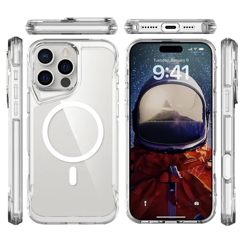 Apple iPhone 16 Pro Max Kılıf Zore M-safe Şarj Özellikli T-Max M-safe Kapak Şeffaf