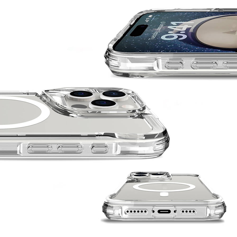 Apple iPhone 16 Pro Max Kılıf Zore M-safe Şarj Özellikli T-Max M-safe Kapak Şeffaf