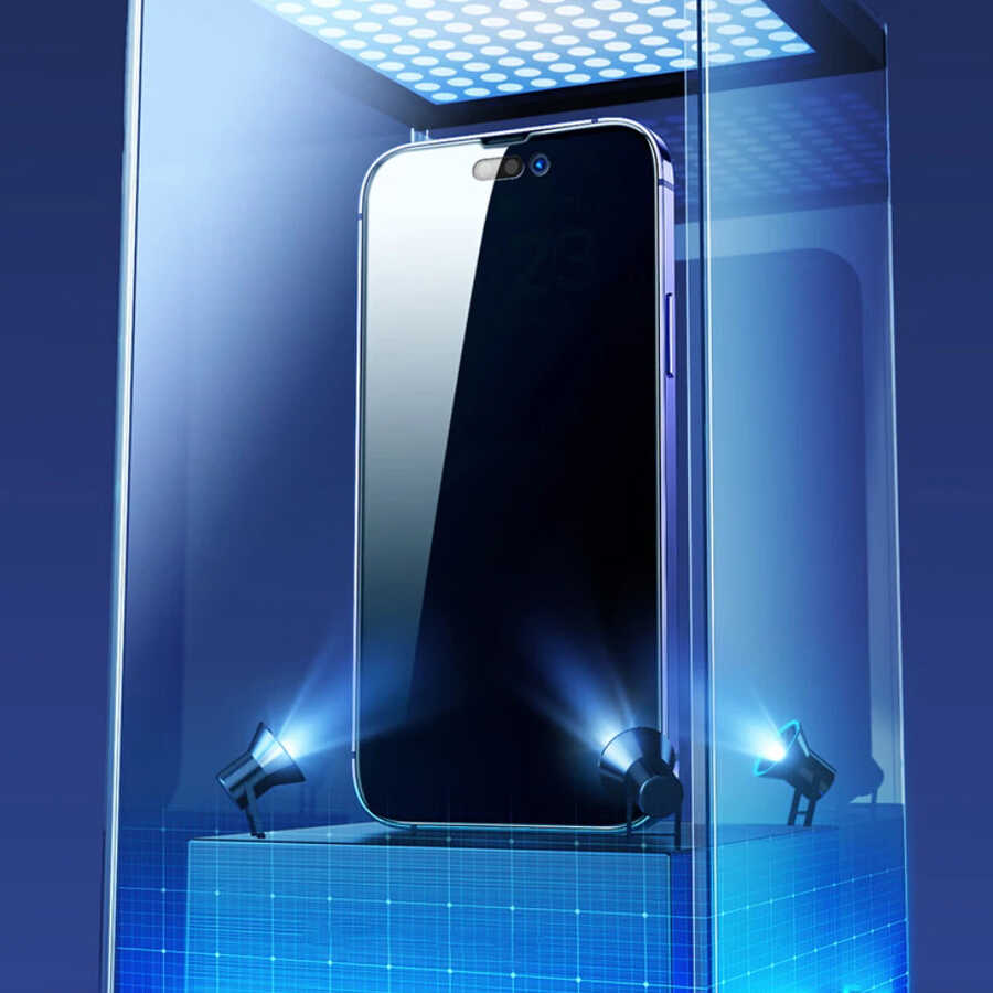 Apple iPhone 16 Pro Max Zore Kor Privacy Cam Ekran Koruyucu Siyah