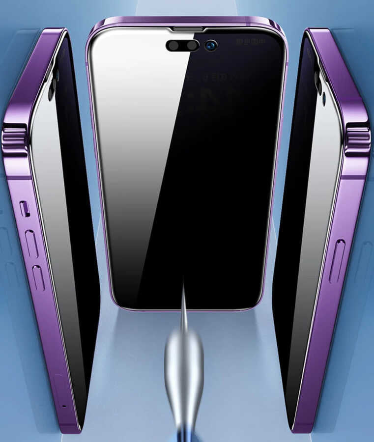 Apple iPhone 16 Pro Max Zore Kor Privacy Cam Ekran Koruyucu Siyah