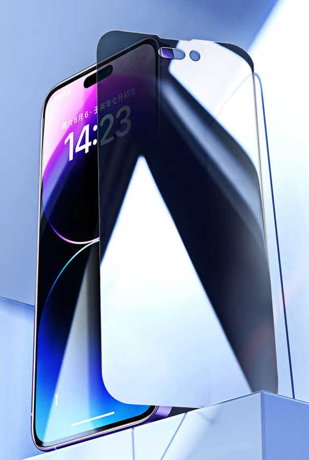 Apple iPhone 16 Pro Max Zore Kor Privacy Cam Ekran Koruyucu Siyah