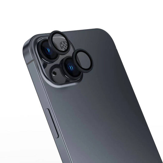 Apple iPhone 16 Zore Safir CL-15 Parmak İzi Bırakmayan Anti-Reflective Kamera Lens Koruyucu Siyah