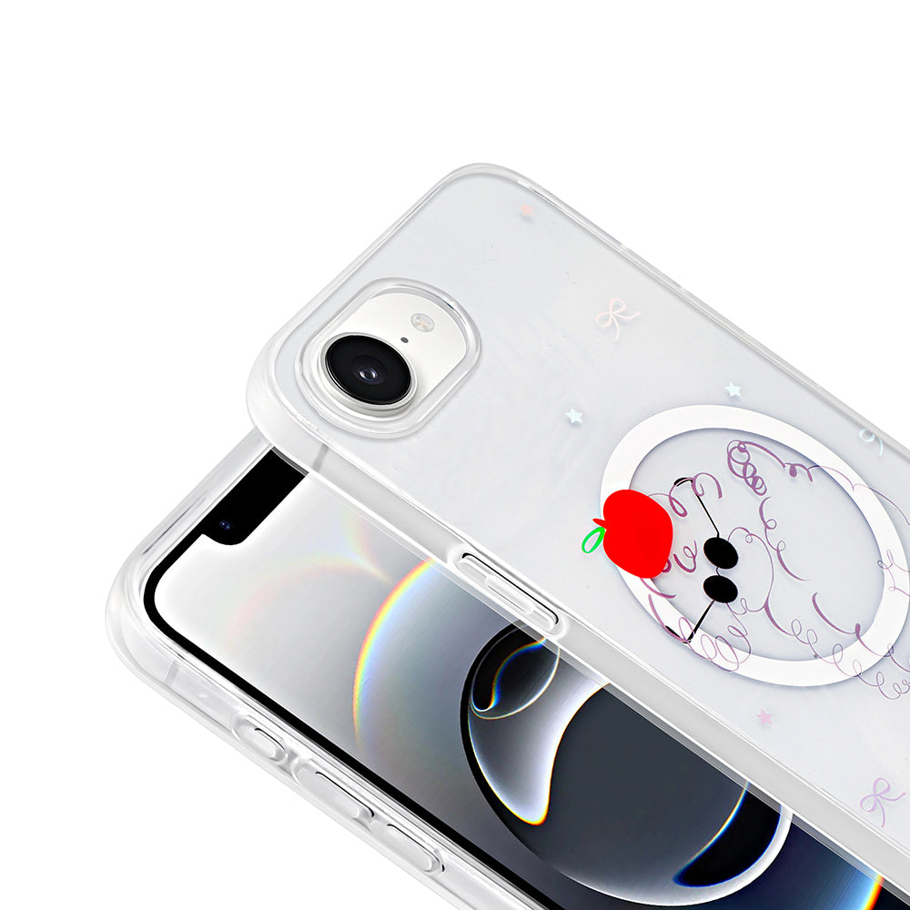 Apple iPhone 16E Kılıf M-Safe Şarj Özellikli Şeffaf Zore Folk Sert Kapak Fiyonk