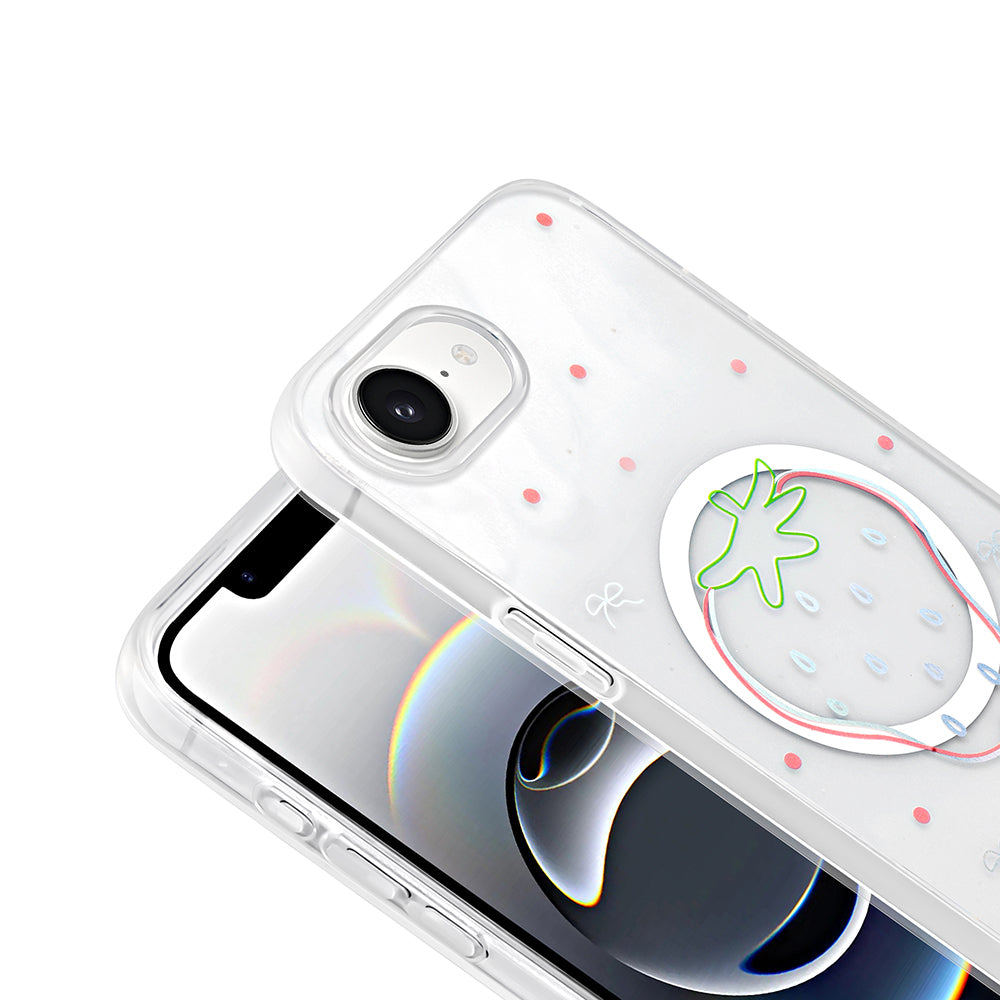 Apple iPhone 16E Kılıf M-Safe Şarj Özellikli Şeffaf Zore Folk Sert Kapak Papatya