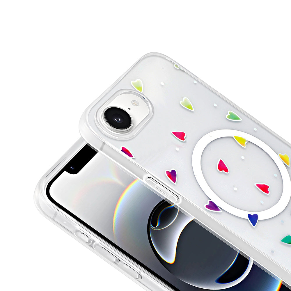 Apple iPhone 16E Kılıf M-Safe Şarj Özellikli Şeffaf Zore Folk Sert Kapak Sevimli Köpek