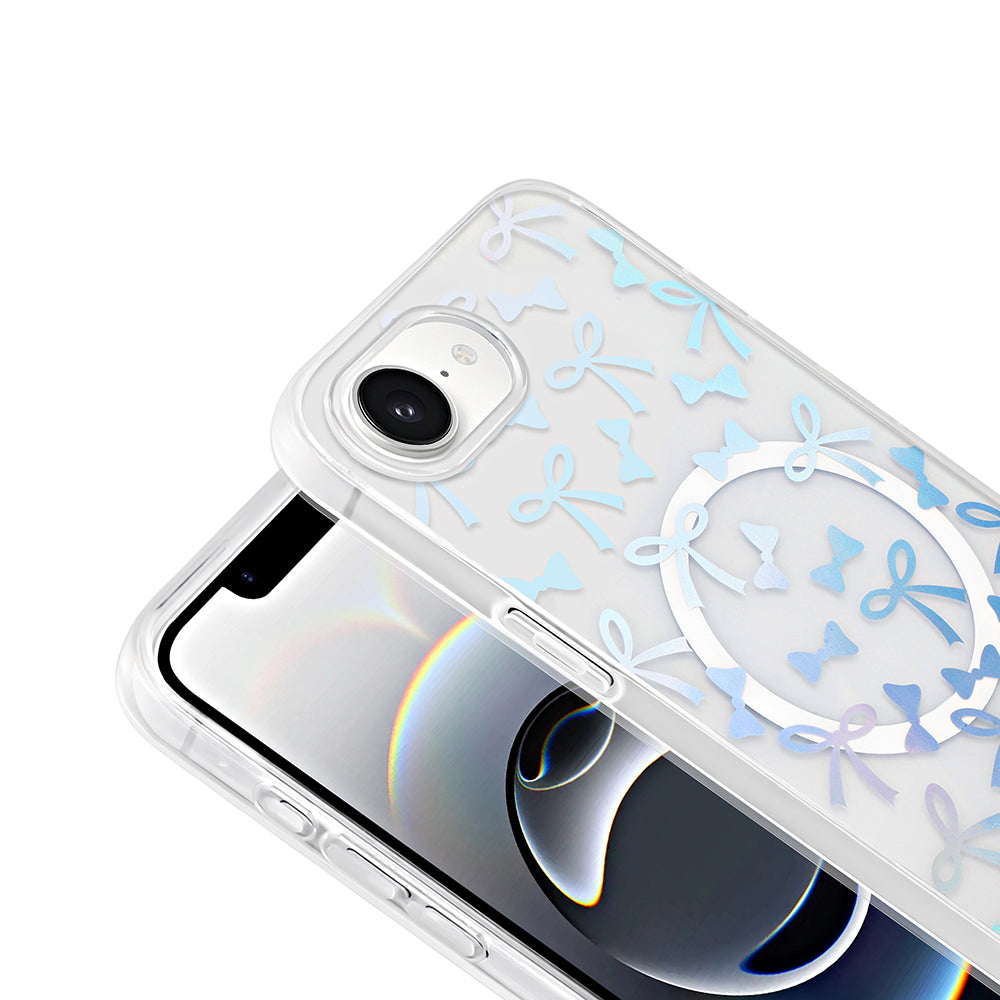 Apple iPhone 16E Kılıf M-Safe Şarj Özellikli Şeffaf Zore Folk Sert Kapak Papatya