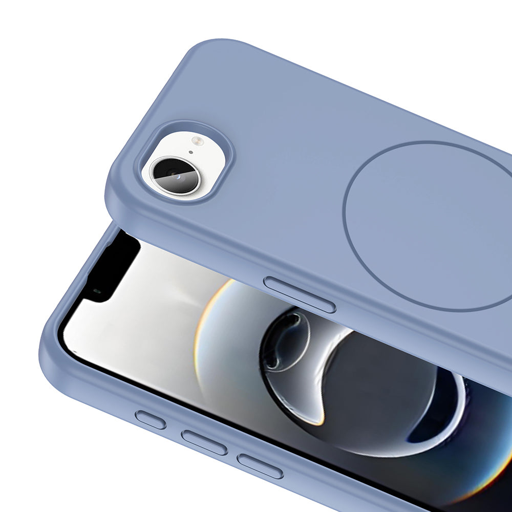 Apple iPhone 16E Kılıf M-safe Şarj Özellikli Sıvı Teknolojili Silinebilir Sert Zore Kivi Kapak Titanyum-Gri