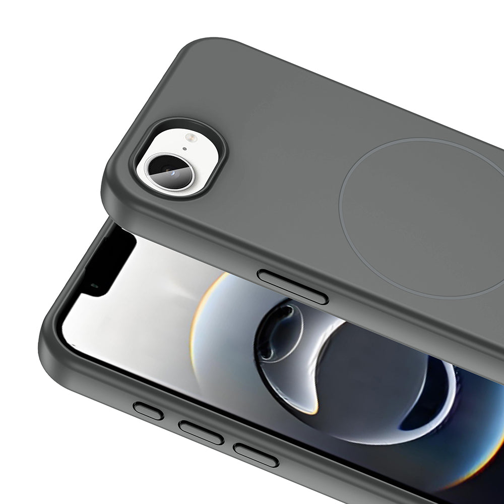 Apple iPhone 16E Kılıf M-safe Şarj Özellikli Sıvı Teknolojili Silinebilir Sert Zore Kivi Kapak Lavendery Gray