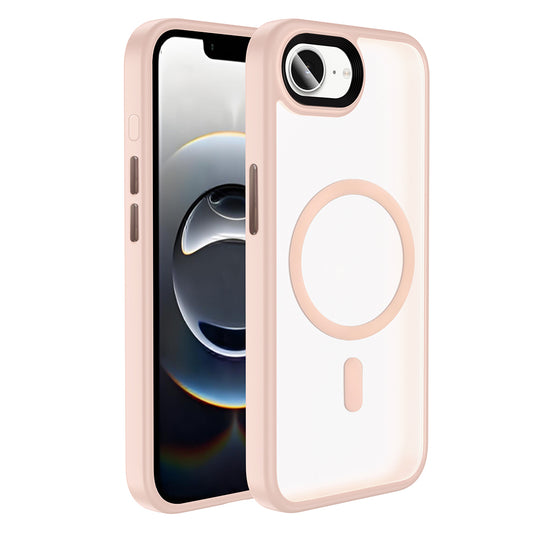 Apple iPhone 16E Kılıf Mat Arka Yüzey Wireless Şarj Özellikli Zore Flet M-safe Kapak Pembe