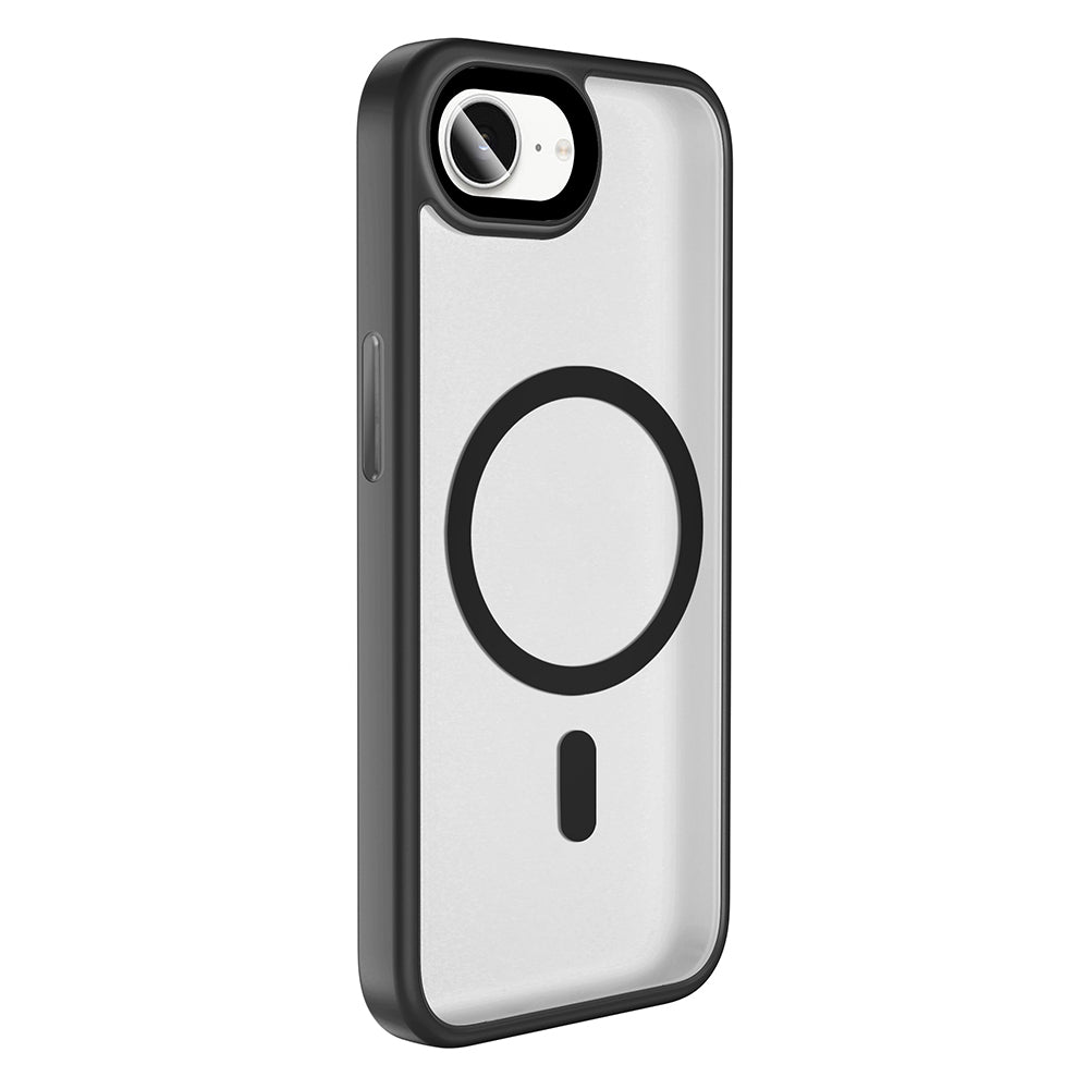 Apple iPhone 16E Kılıf Mat Arka Yüzey Wireless Şarj Özellikli Zore Flet M-safe Kapak Siyah