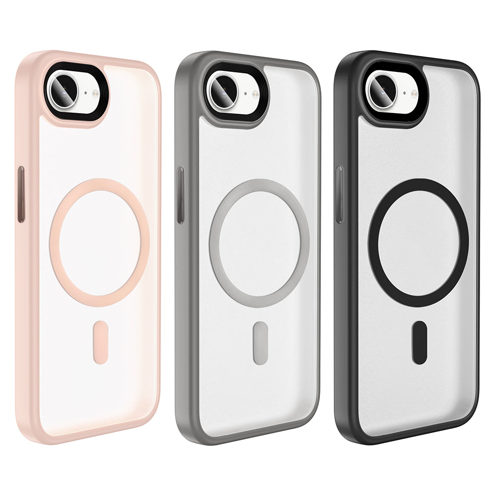 Apple iPhone 16E Kılıf Mat Arka Yüzey Wireless Şarj Özellikli Zore Flet M-safe Kapak Siyah