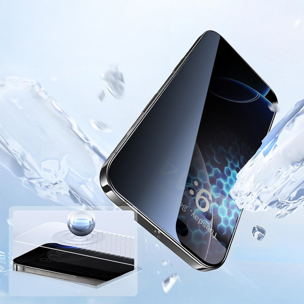 Apple iPhone 17 Pro Max Zore 2.5D Oliv Privacy Temperli Cam Ekran Koruyucu + Kolay Uygulama Aparatı Siyah